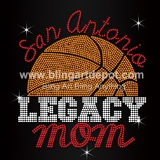 San Antonio Legacy Mom Rhinestone Basketball Heat Transfers